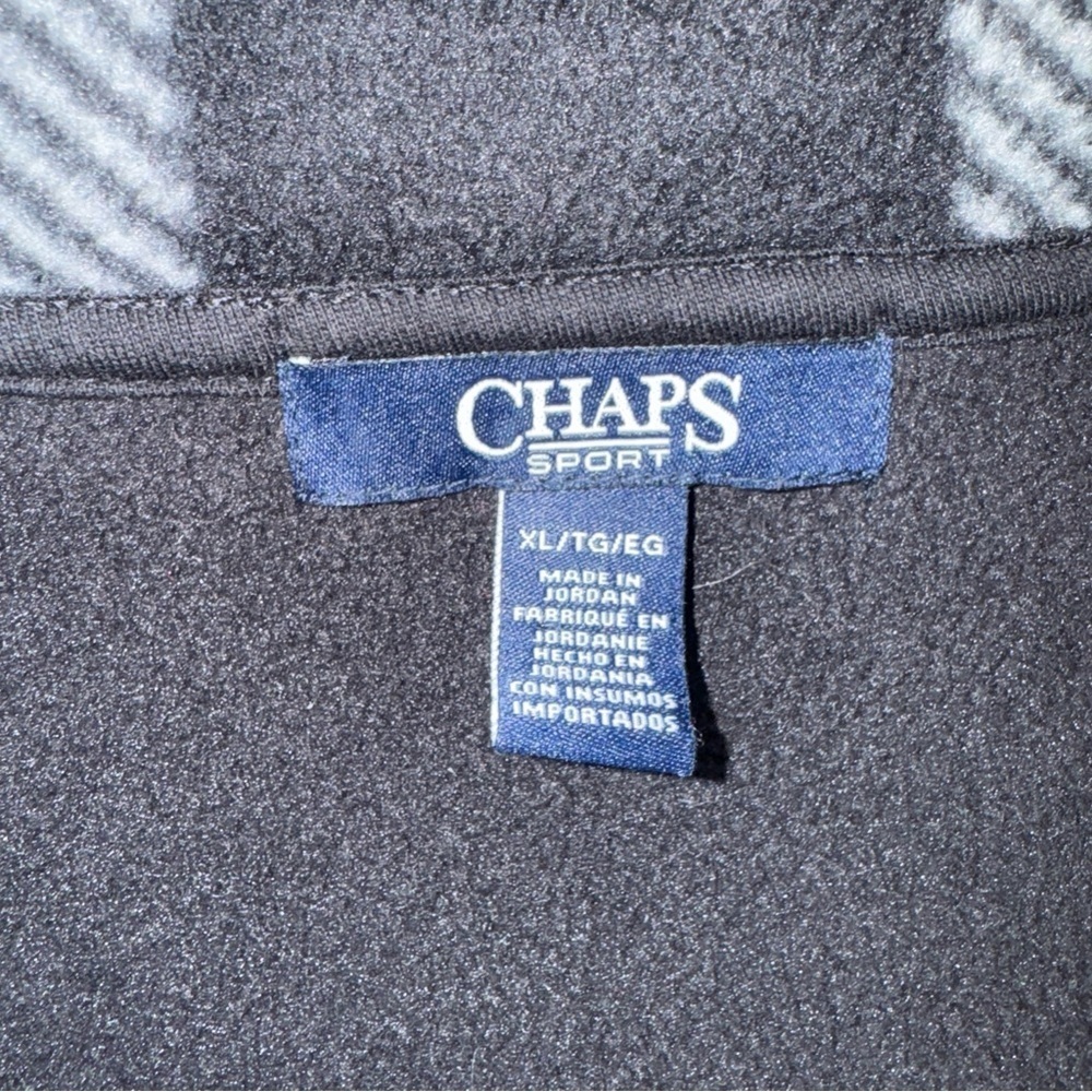 Chaps Sport Womens Black Fleece Zip Up Jacket with Buffalo Plaid Collar XL - Picture 6 of 7